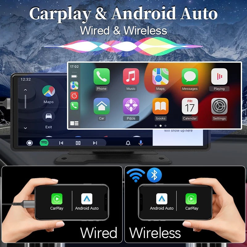 10.26 Inch Car Mirror Multimedia Player with Wireless CarPlay Android Auto Bluetooth
