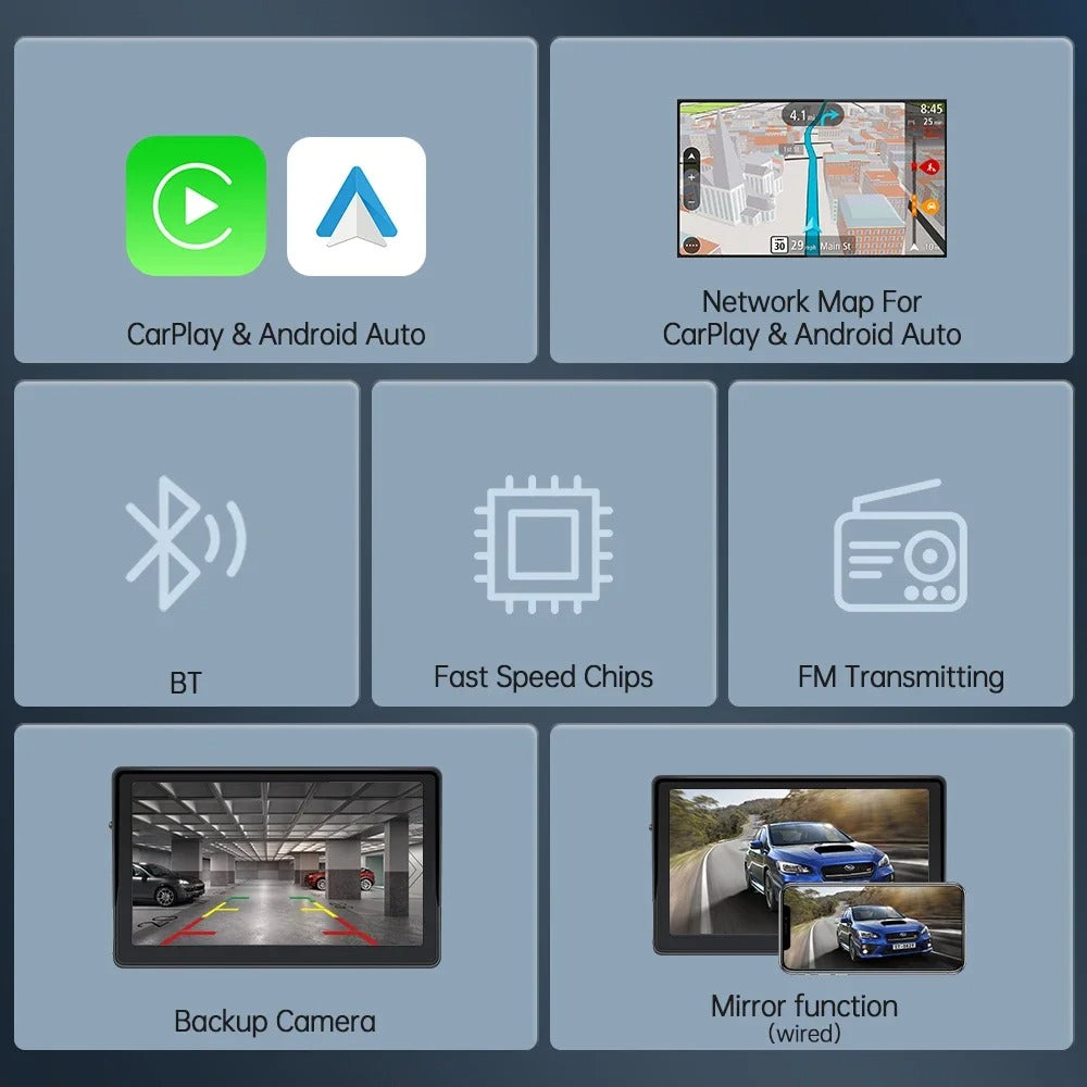 7” Universal Car Radio with Wireless CarPlay & Android Auto