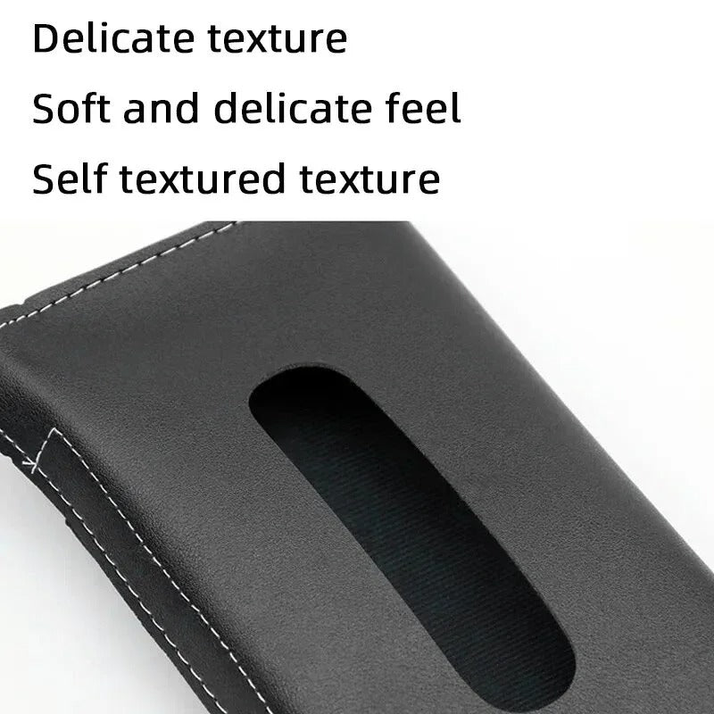 PU Leather Car Sun Visor Tissue Box Holder Interior Organizer