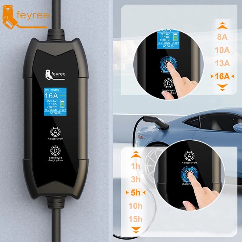 Tesla NACS Portable EV Charger 3.5kW LCD Screen Smart Charging