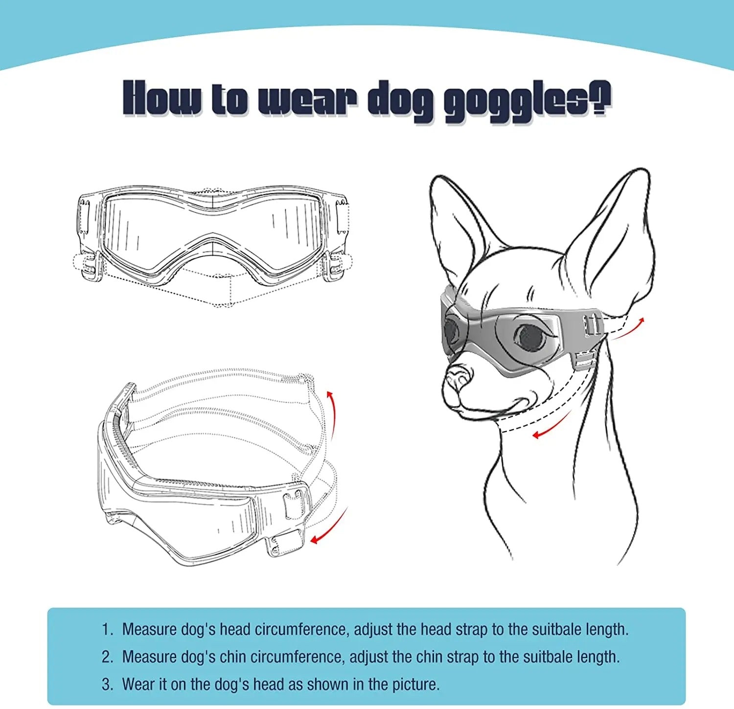 UV Protection Dog Sunglasses Adjustable Pet Goggles for Small and Medium Breed Dogs