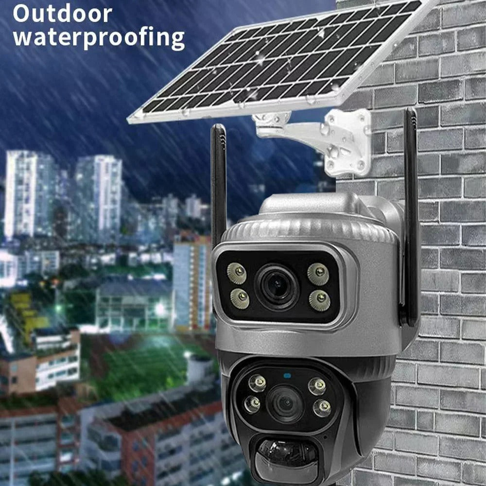 4G Solar Camera 8MP 4K Dual Lens PIR Sim Card Built-In Night Vision