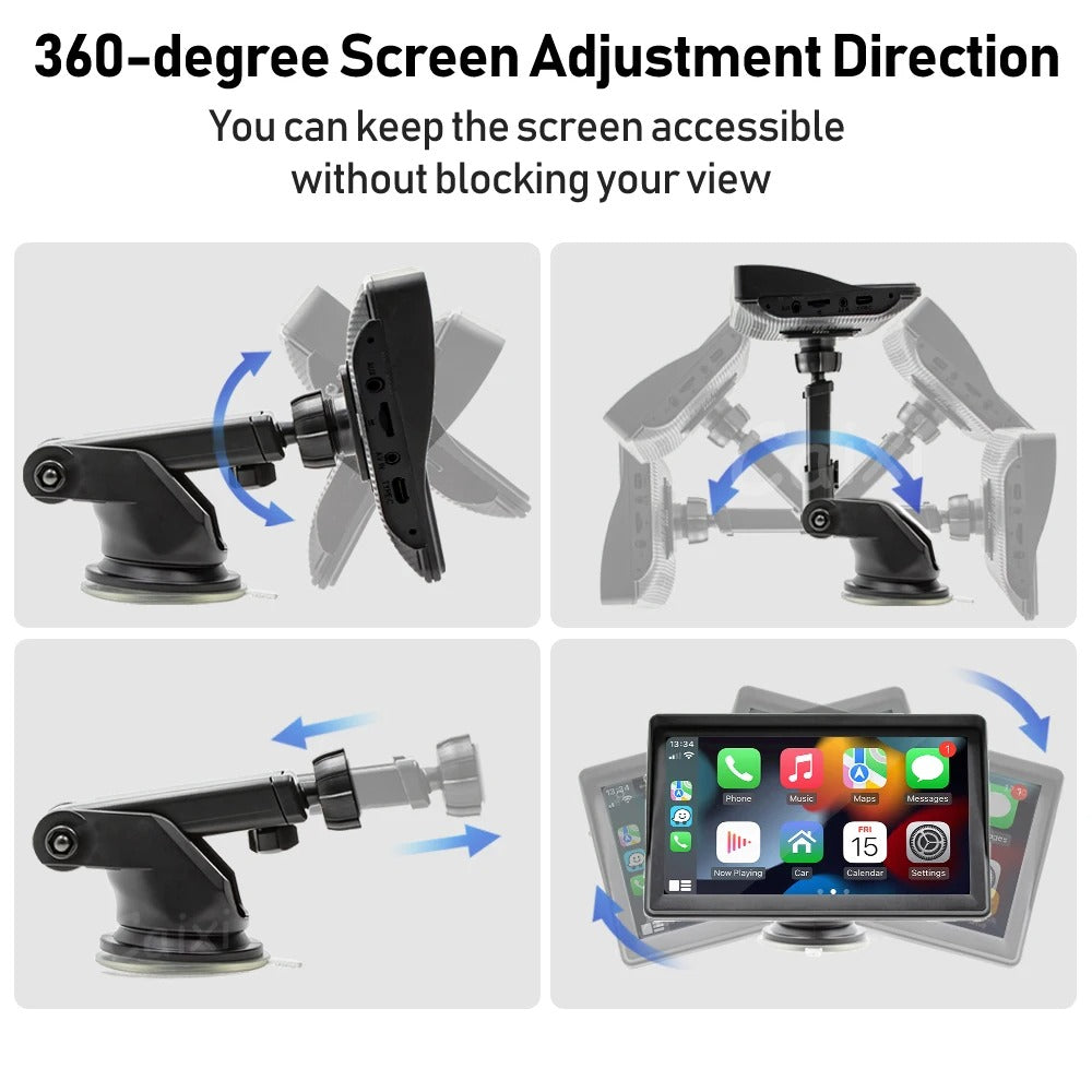 7” IPS Portable Car Radio with Wireless CarPlay and Reverse Camera