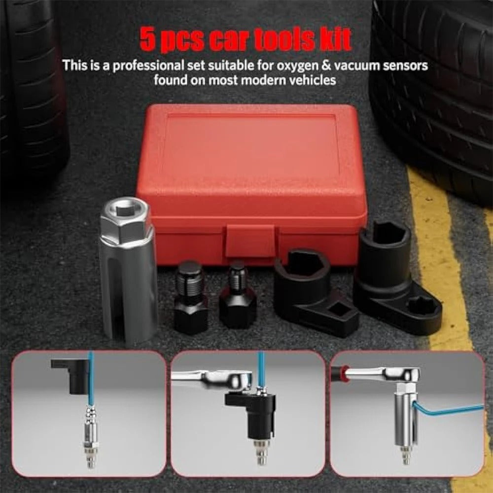 5PCS Oxygen Sensor Wrench Set for O2 Sensor Removal and Installation with Thread Chaser and Vacuum Socket