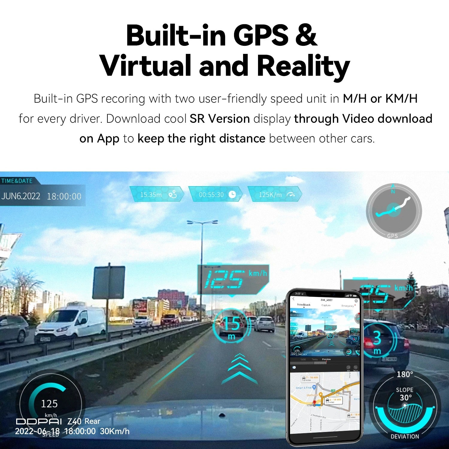 1944P 2K Dash Cam WiFi GPS 360° Rotation Parking Monitor