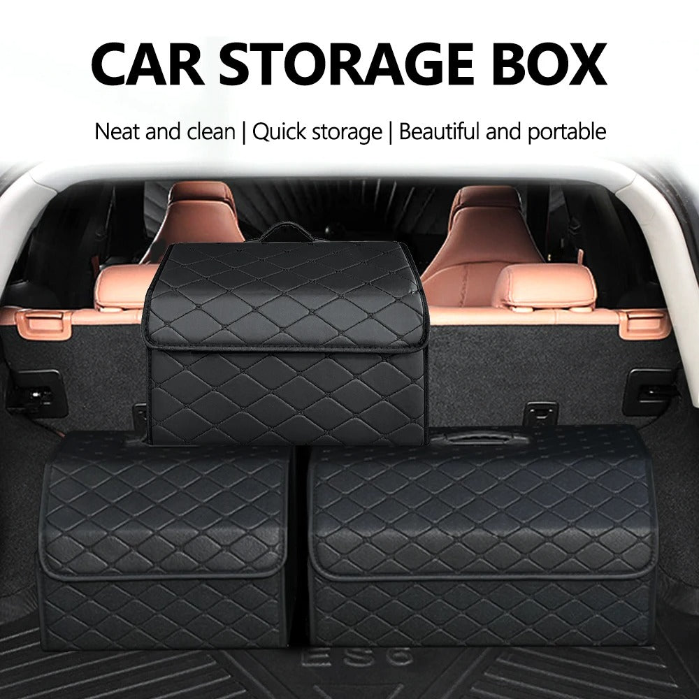 Foldable PU Leather Car Trunk Storage Box Organizer Portable Multiuse Storage Bag
