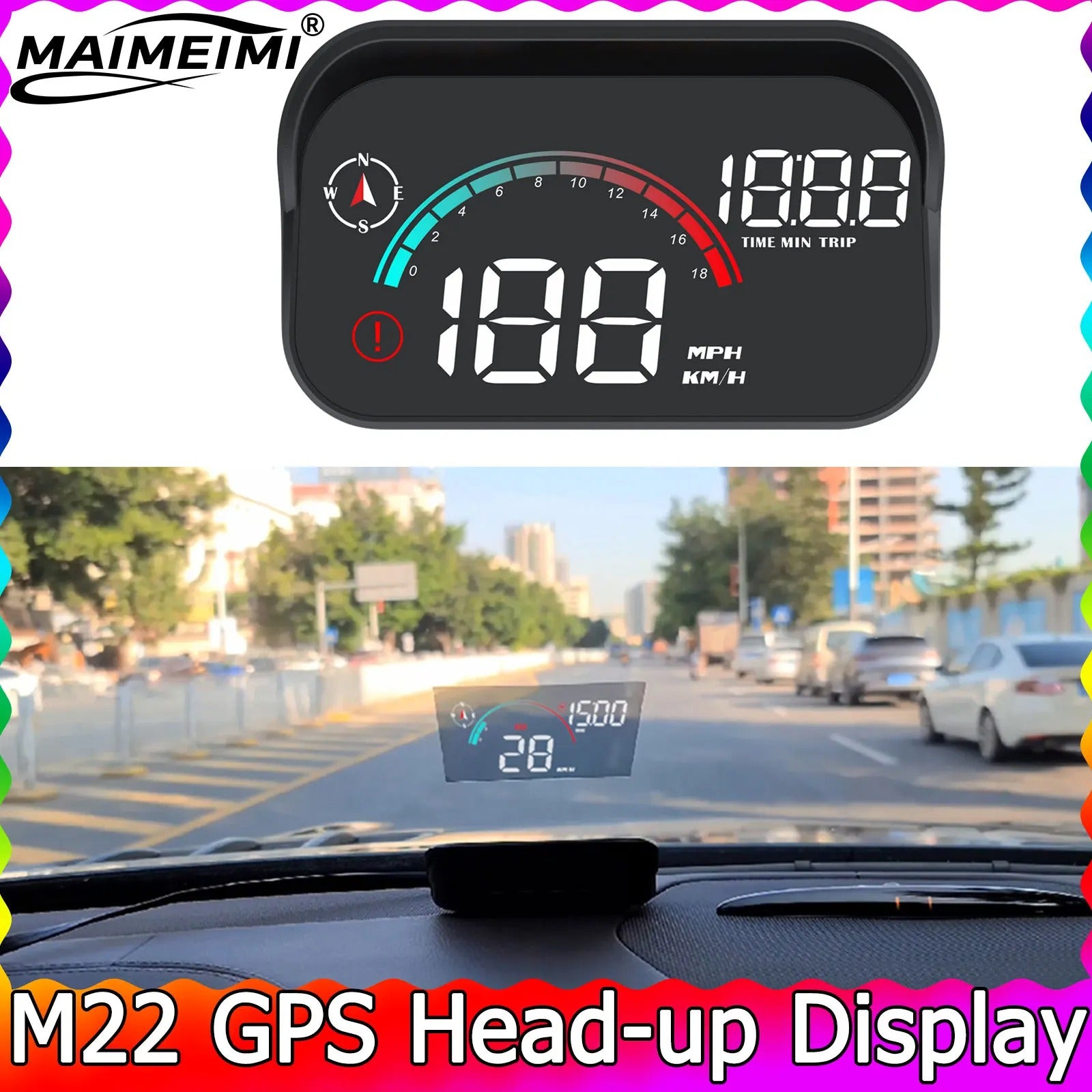 M22 Car HUD Digital Speedometer GPS KMH MPH Head Up Display