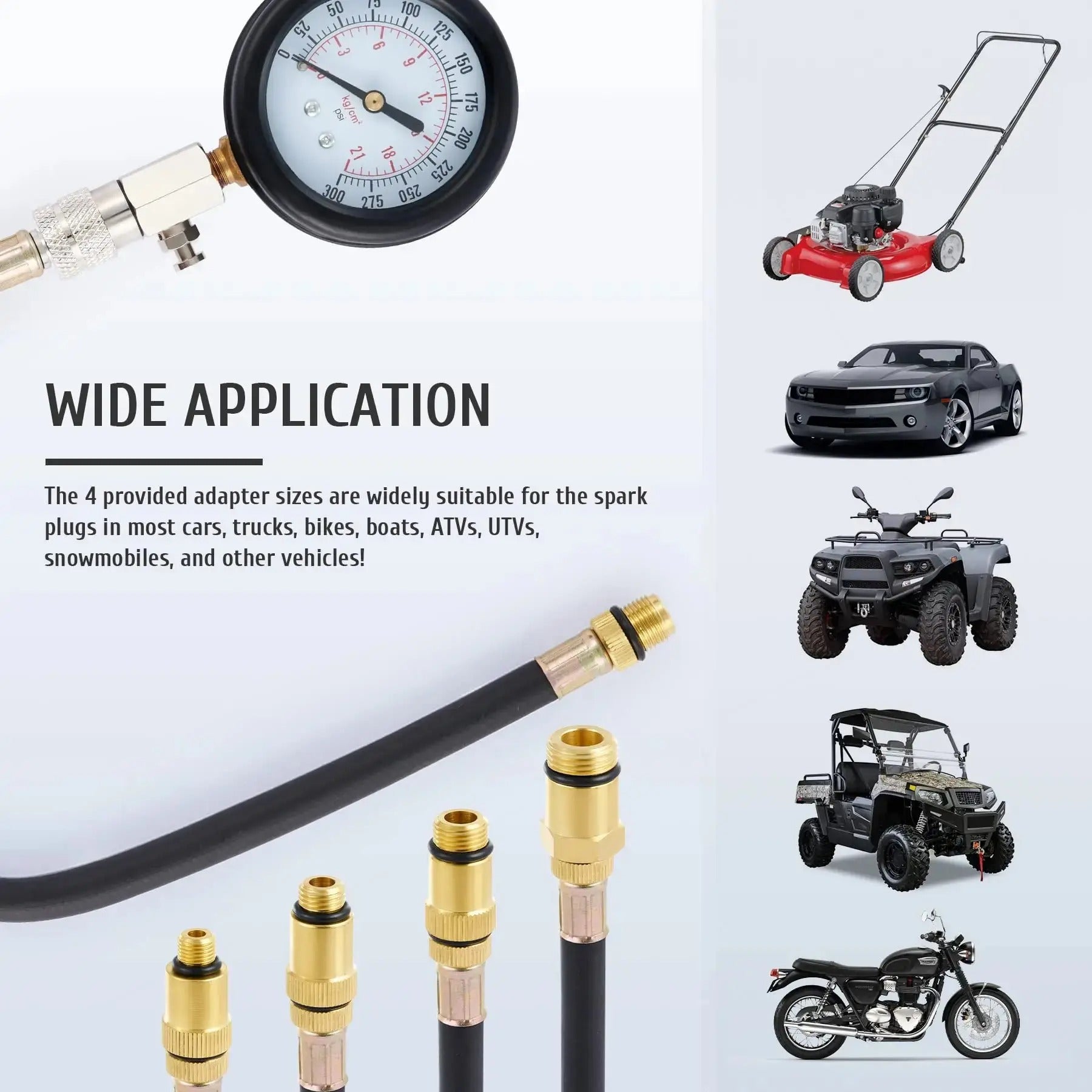 Professional Petrol Engine Compression Tester Kit 0–300 PSI Cylinder Pressure Gauge Tool for Cars and Motorcycles