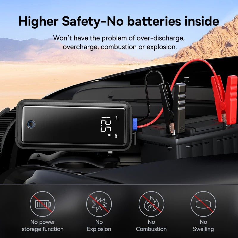 3000A Super Capacitor Car Jump Starter Batteryless Emergency Booster Portable