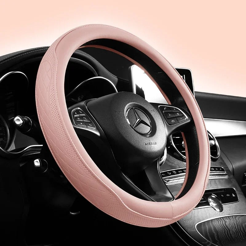 Napa Leather Car Steering Wheel Cover Universal 15 Inch Non-Slip Breathable