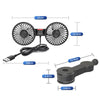 Dual Head Car Cooling Fan for Rear Seat with USB Power and Adjustable 3-Speed Airflow