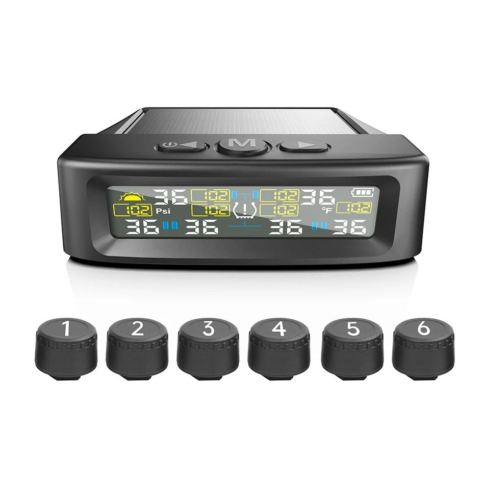 Solar Tire Pressure Monitoring System TPMS with 6 Sensors for Truck RV
