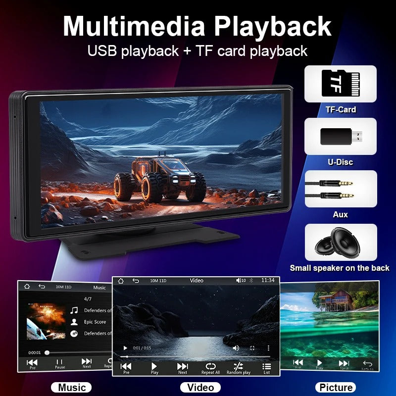 10.26 Inch Car Mirror Multimedia Player with Wireless CarPlay Android Auto Bluetooth