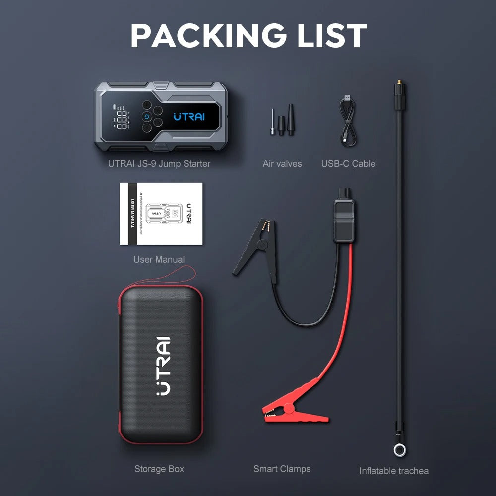 1500A Portable Car Jump Starter with Power Bank and 150PSI Air Pump for Emergency