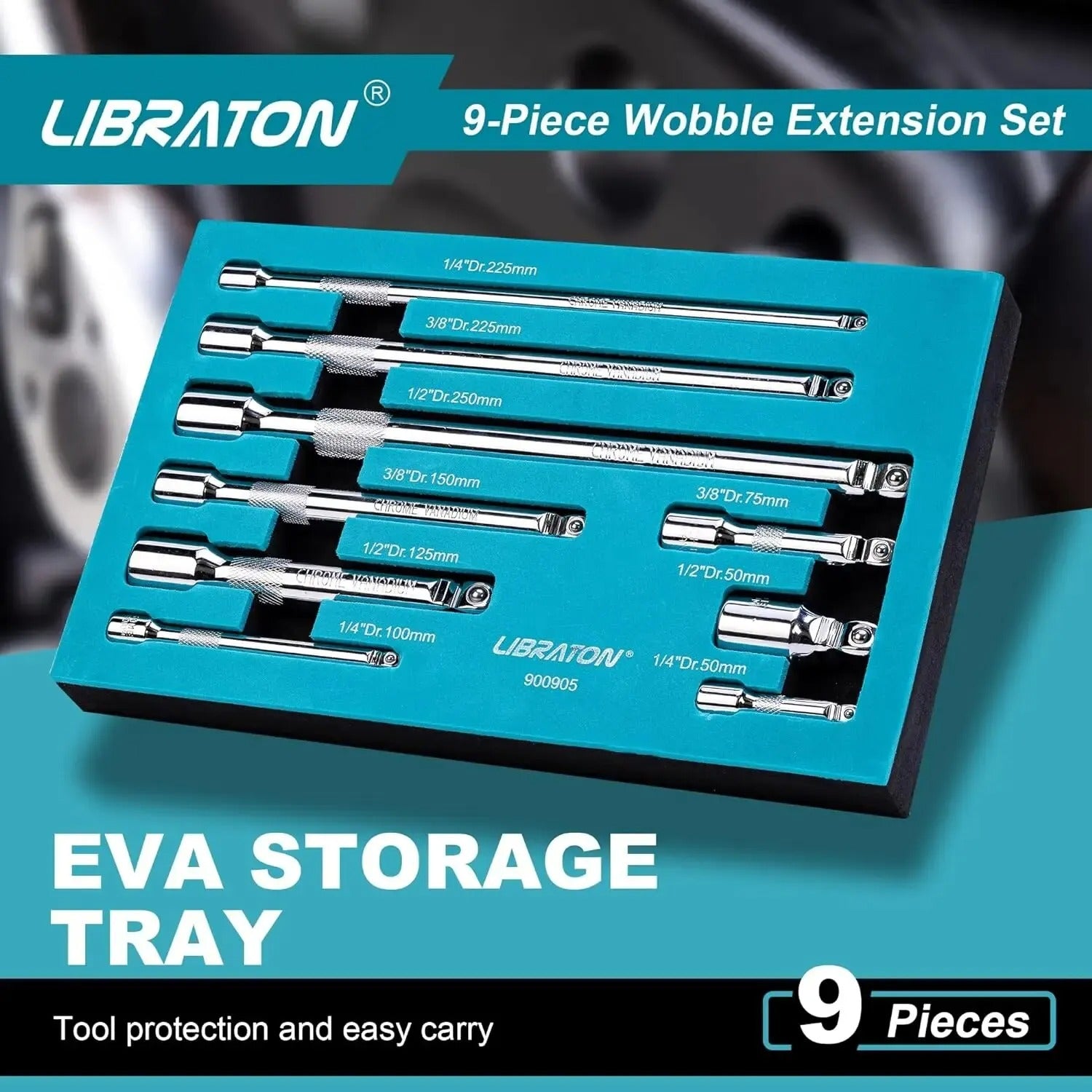 Libraton Wobble Extension Set 1/4 3/8 1/2 Inch Drive Ratchet Socket Extension Kit
