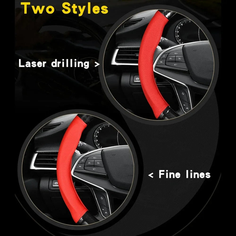 Universal Carbon Fiber Leather Steering Wheel Cover Non Slip Sport Grip
