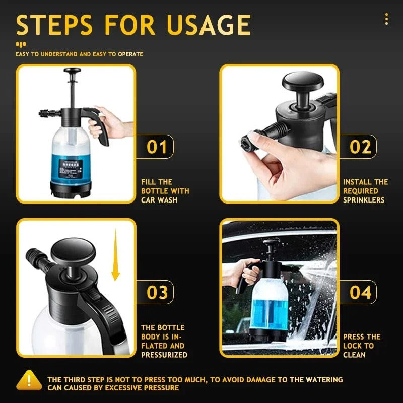 Manual Car Wash Foam Sprayer Bottle with Air Pressure Jet and Snow Foam Generator