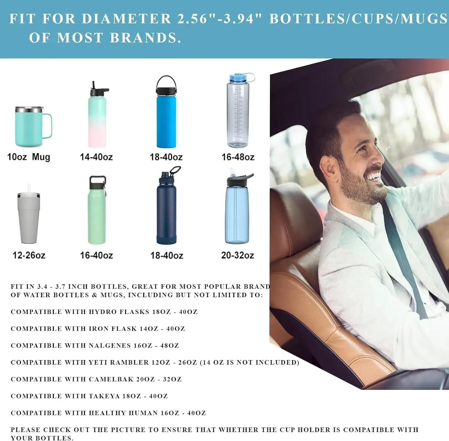 Car Cup Holder Expander with Detachable Tray Table for Food and Drink Storage