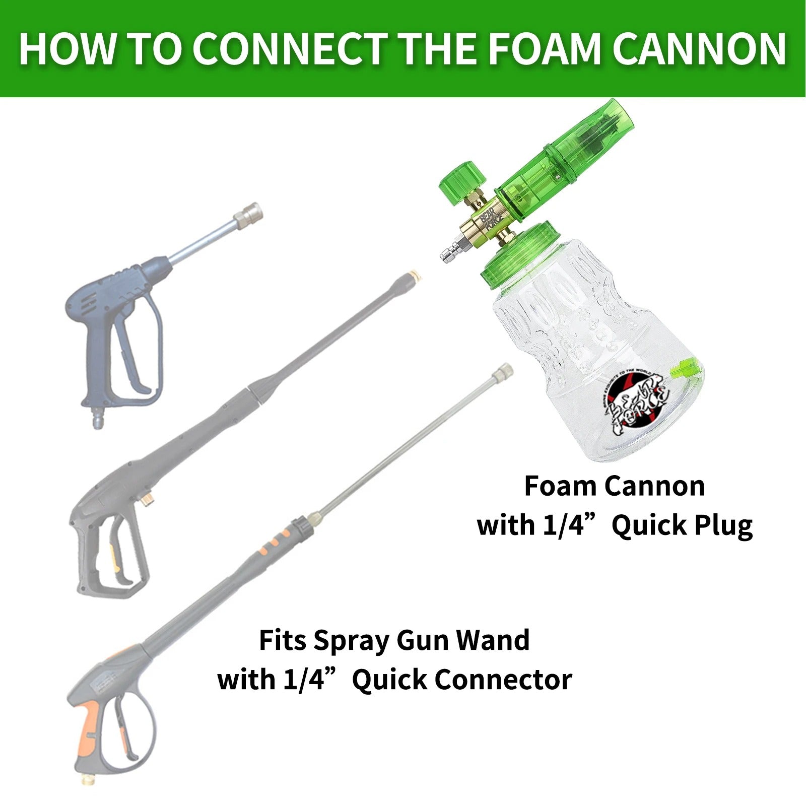 Pressure Washer Foam Cannon with 1/4 Inch Quick Connector