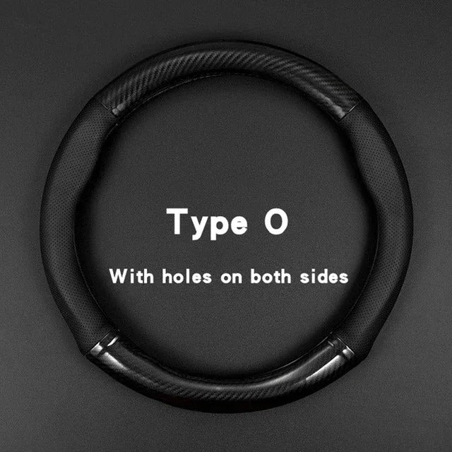 Universal Carbon Fiber Leather Steering Wheel Cover Non Slip Sport Grip