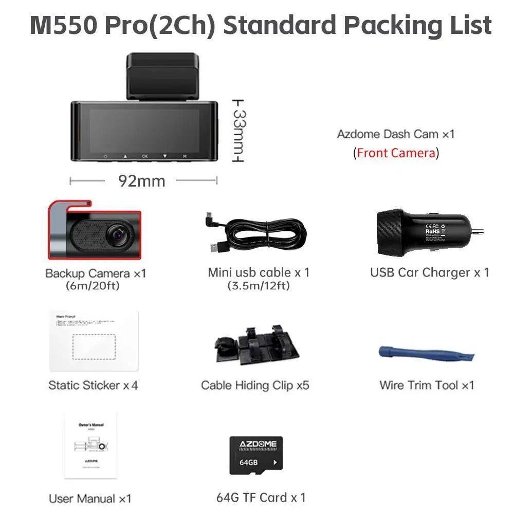Pro 4K+1080P Dual Dash Cam with GPS, IR Night Vision & 24H Parking