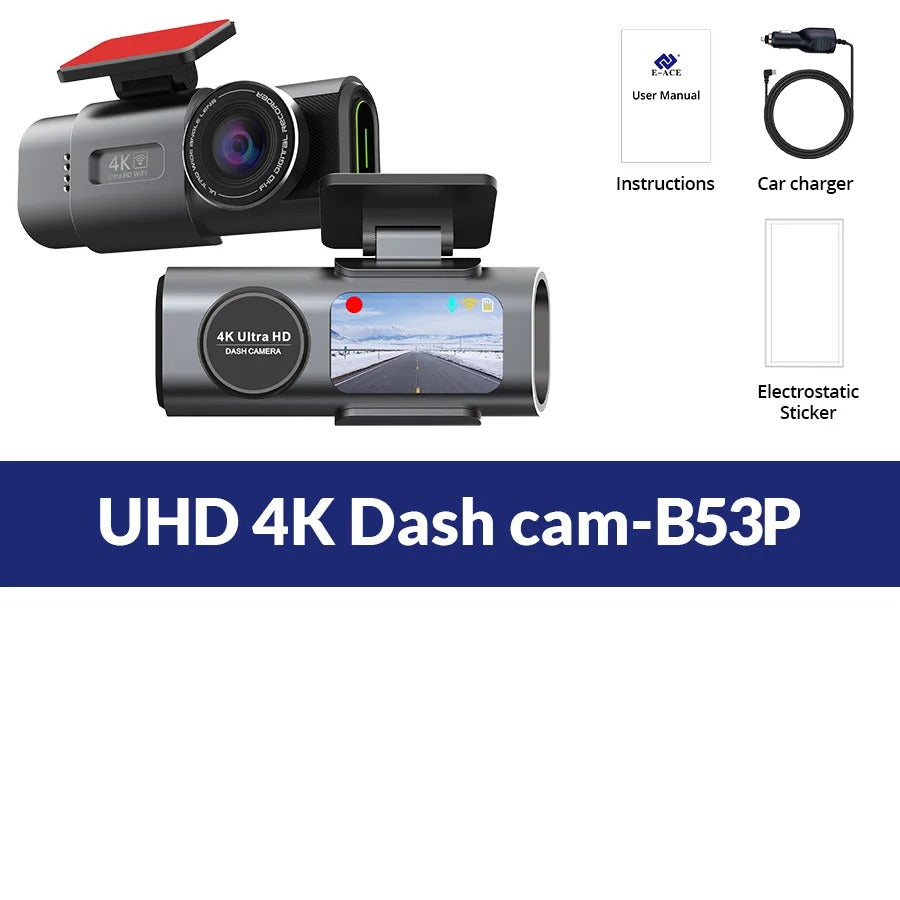 4K UHD Dash Cam Car DVR WiFi GPS Night Vision Parking