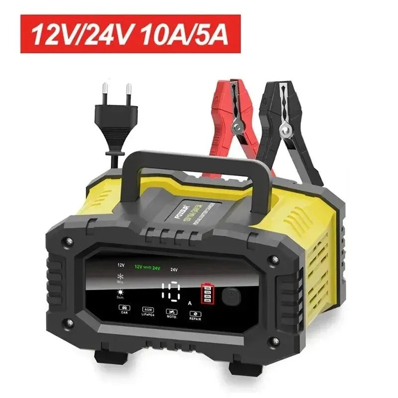 12V 24V 20A Smart Car Motorcycle Battery Charger for Lithium LiFePO4 AGM GEL Lead-Acid Batteries