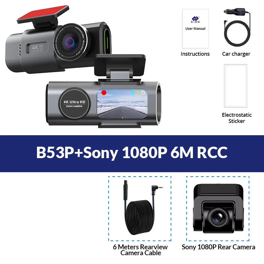 4K UHD Dash Cam Car DVR WiFi GPS Night Vision Parking