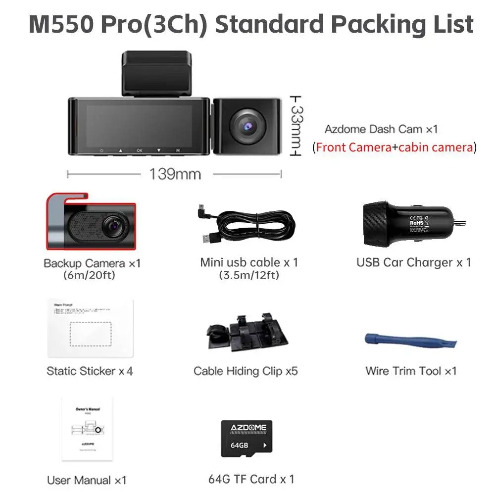 Pro 4K+1080P Dual Dash Cam with GPS, IR Night Vision & 24H Parking
