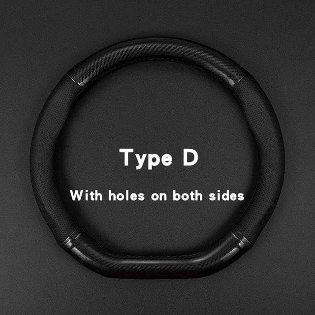 Universal Carbon Fiber Leather Steering Wheel Cover Non Slip Sport Grip