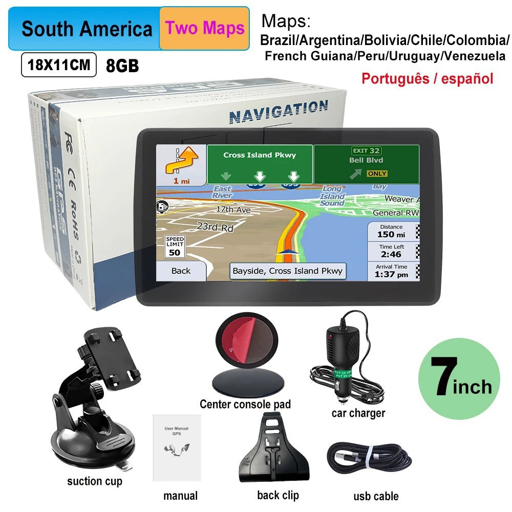 7 Inch GPS Navigation System for Cars & Trucks with Free 2024 Map Updates