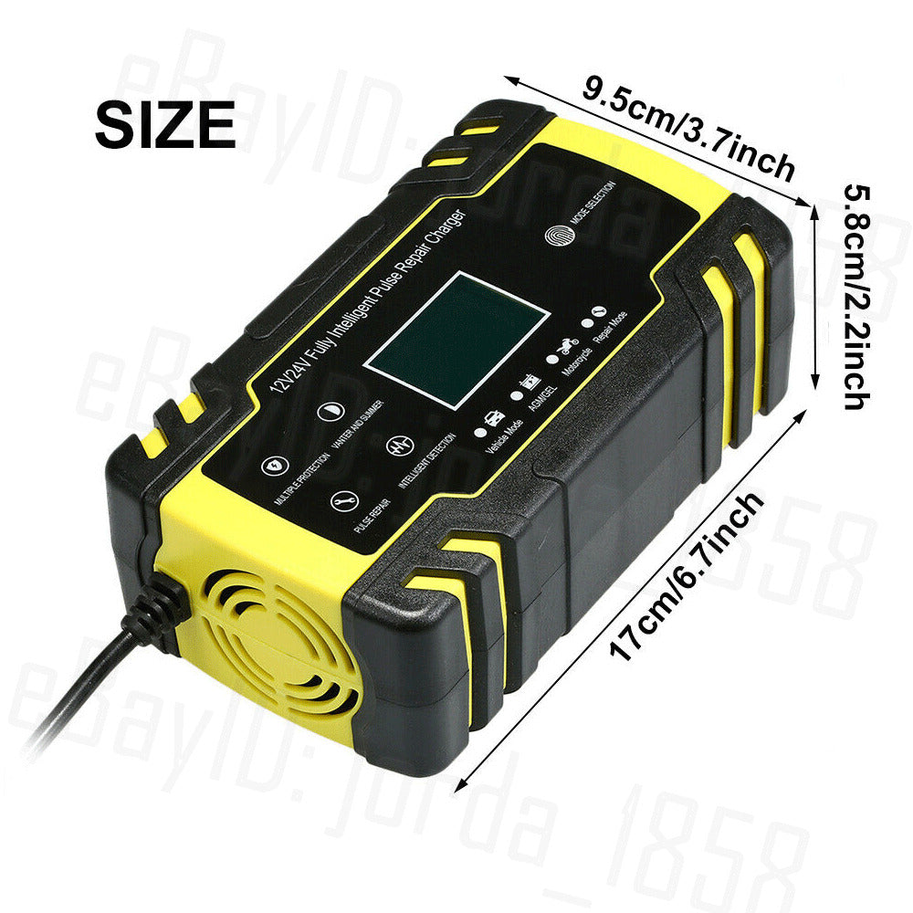 8A 12V/24V Smart Car Battery Charger Trickle Repair for Motorcycle Caravan Boat