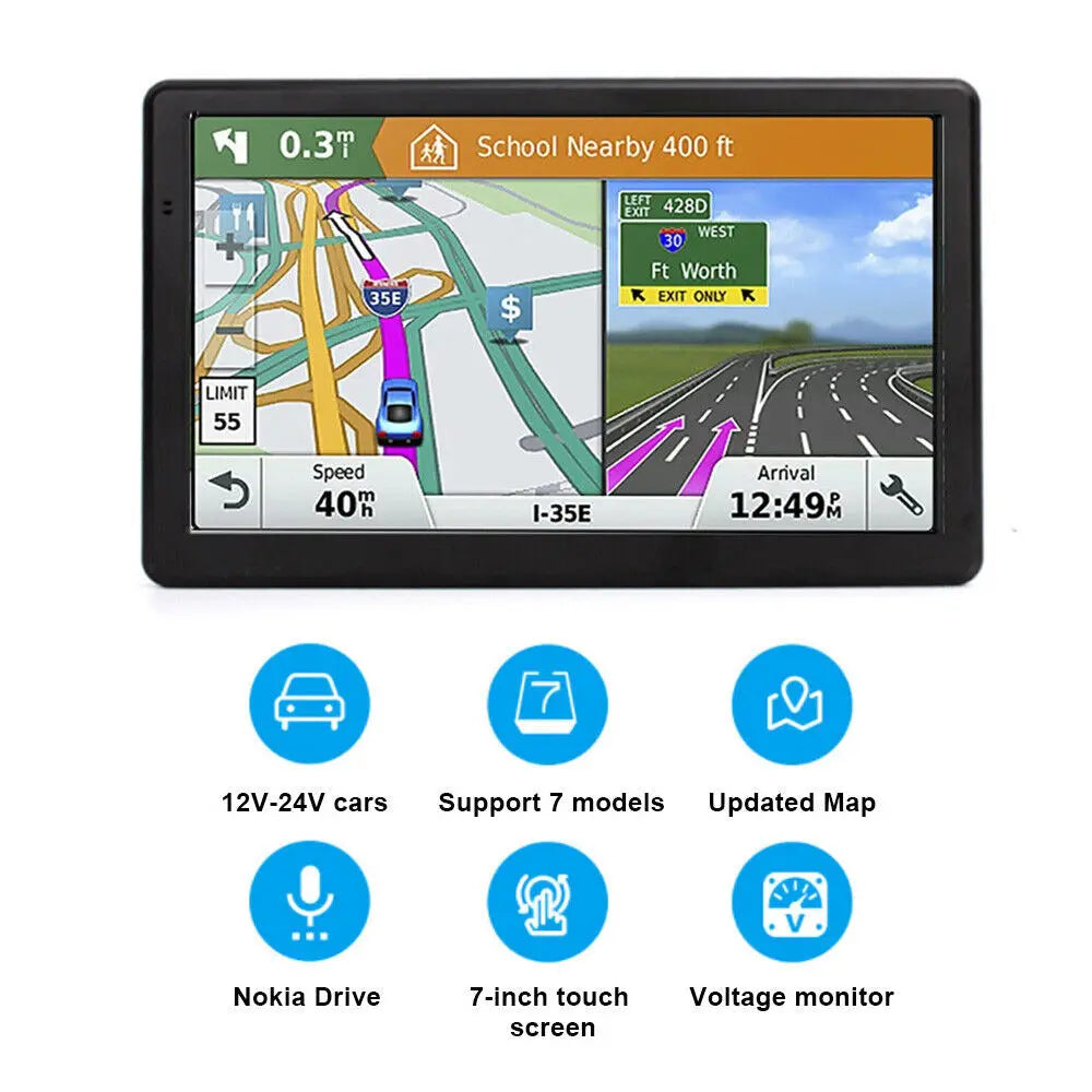 7" HD Touch Screen GPS Navigation System for Car and Truck with Free A ...