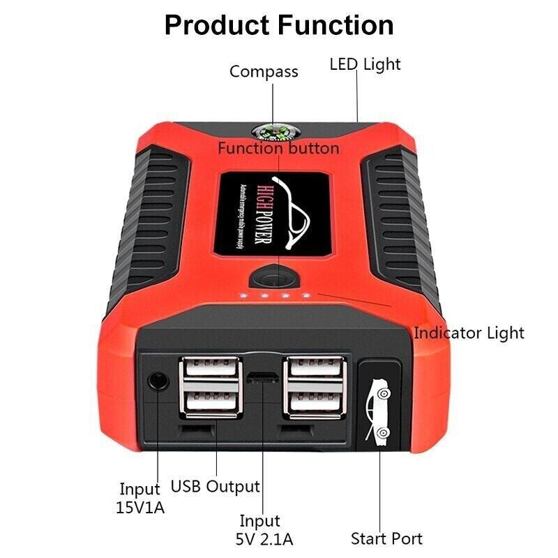 99800mAh Portable Car Jump Starter and Power Bank with Battery Charger