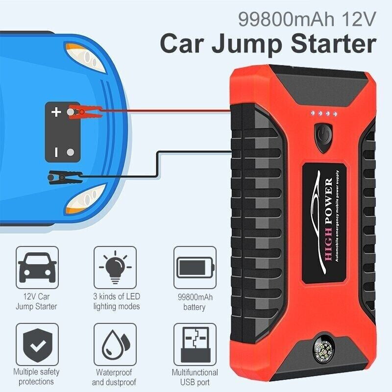 99800mAh Portable Car Jump Starter and Power Bank with Battery Charger