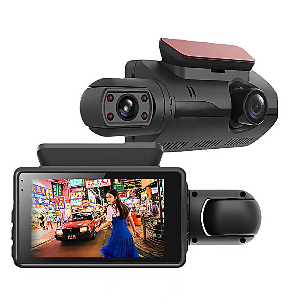 HD 1080P Dual Lens Dash Cam - 3" Front and Rear Car DVR with G-Sensor