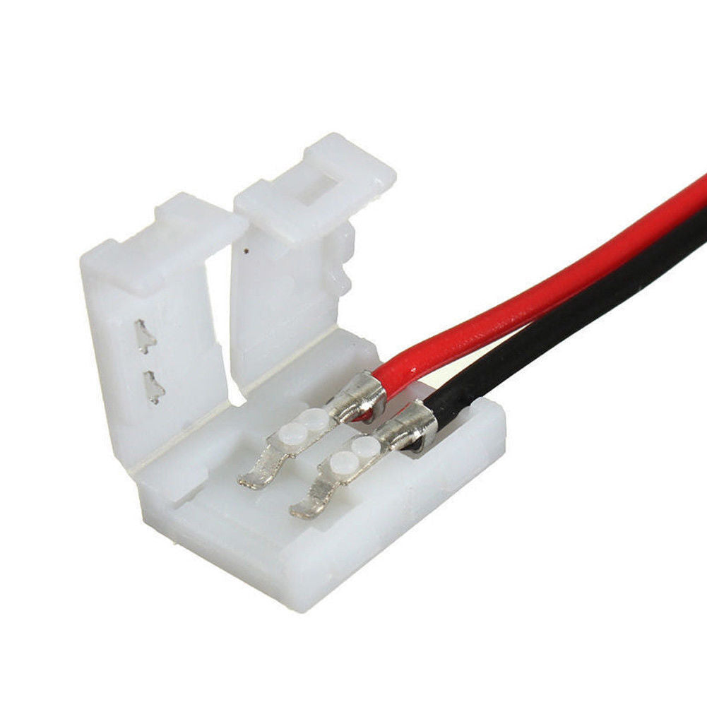 10x LED Strip Light Connectors for SMD 5050/5630, Single 2-Wire, 10mm PCB Board Adapter