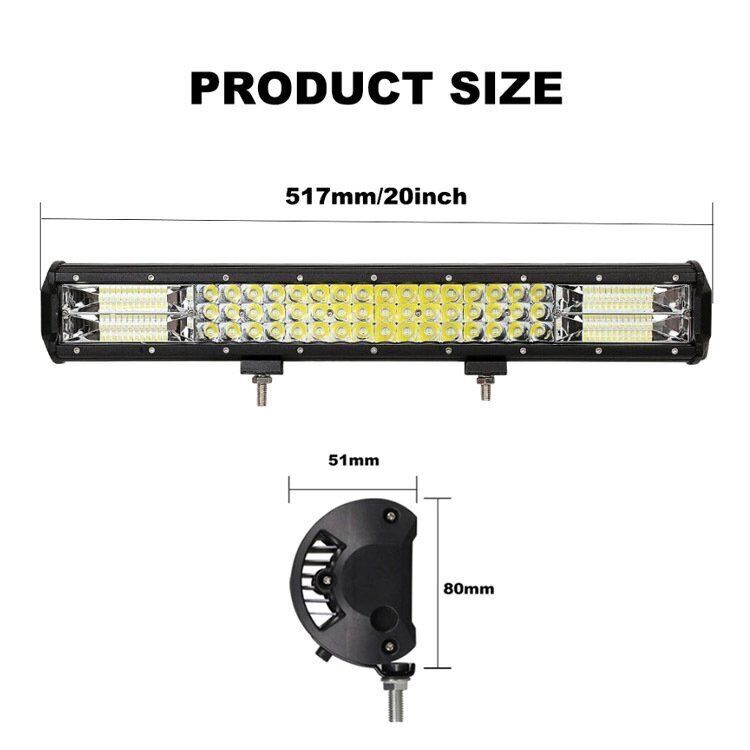 20" Triple Row LED Light Bar Combo Beam with 23" Number Plate Frame and Wiring Kit