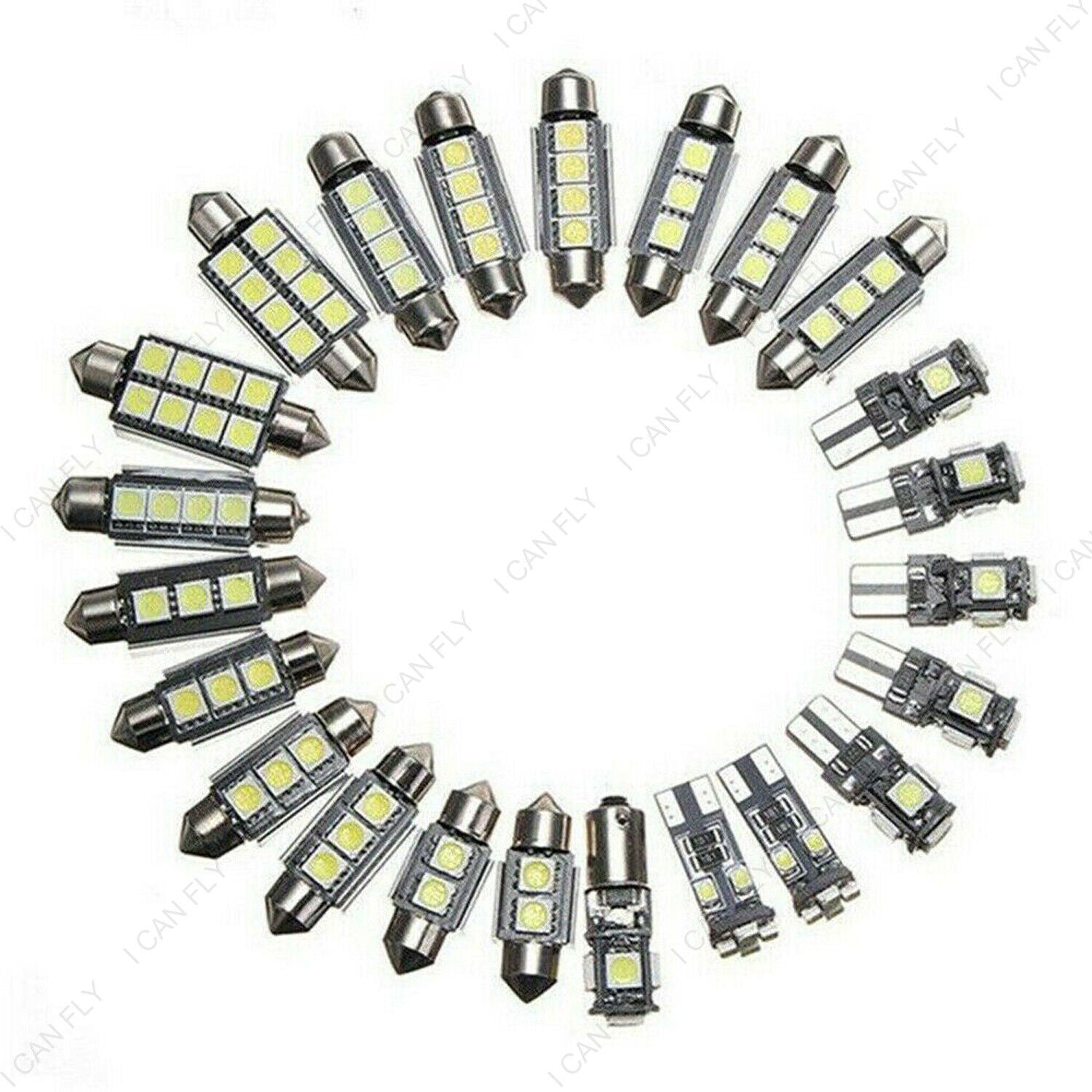 23x 12V LED Festoon Interior White Light Bulb 5050 5SMD for Car Auto Dome Globe