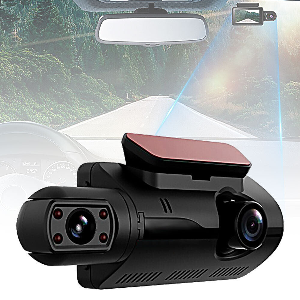 HD 1080P Dual Lens Dash Cam - 3" Front and Rear Car DVR with G-Sensor