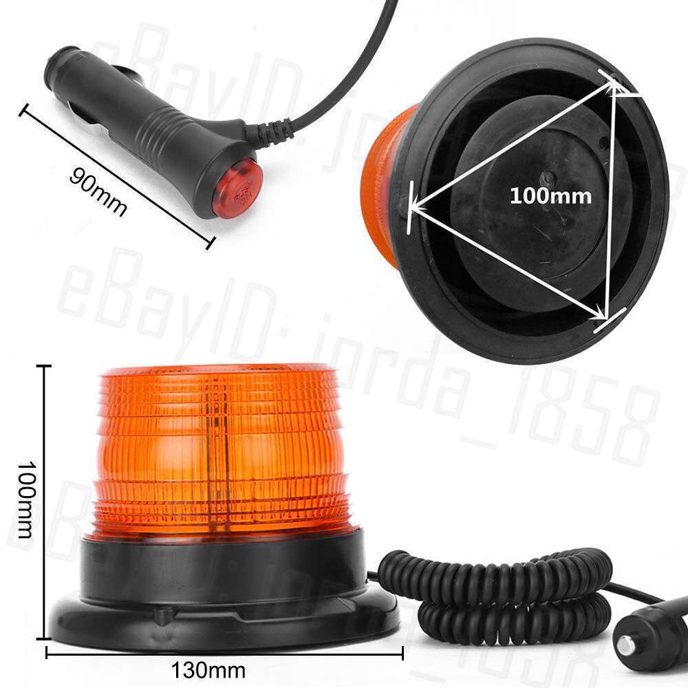 2x 12V 12 LED Amber Magnetic Beacon Strobe Emergency Warning Lights - AU