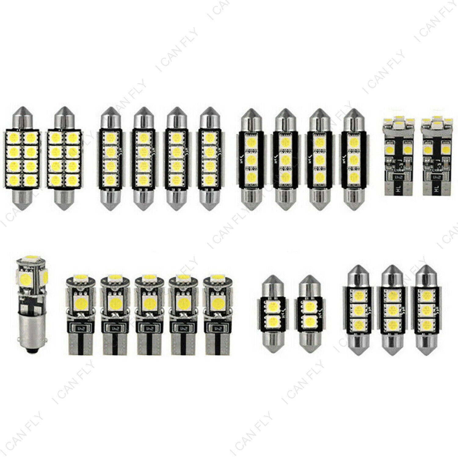 23x 12V LED Festoon Interior White Light Bulb 5050 5SMD for Car Auto Dome Globe