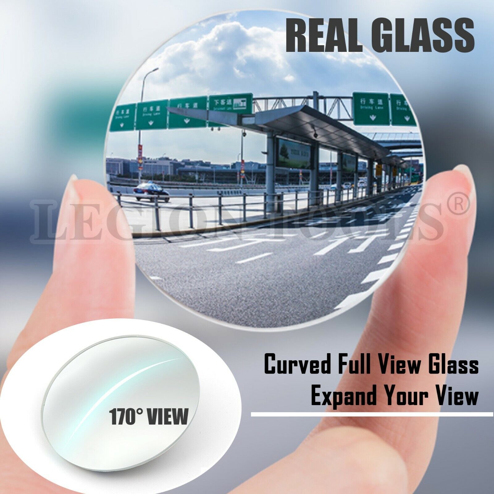 2pc Frameless Blind Spot Car Mirrors - 360° Adjustable Wide Angle Convex Glass