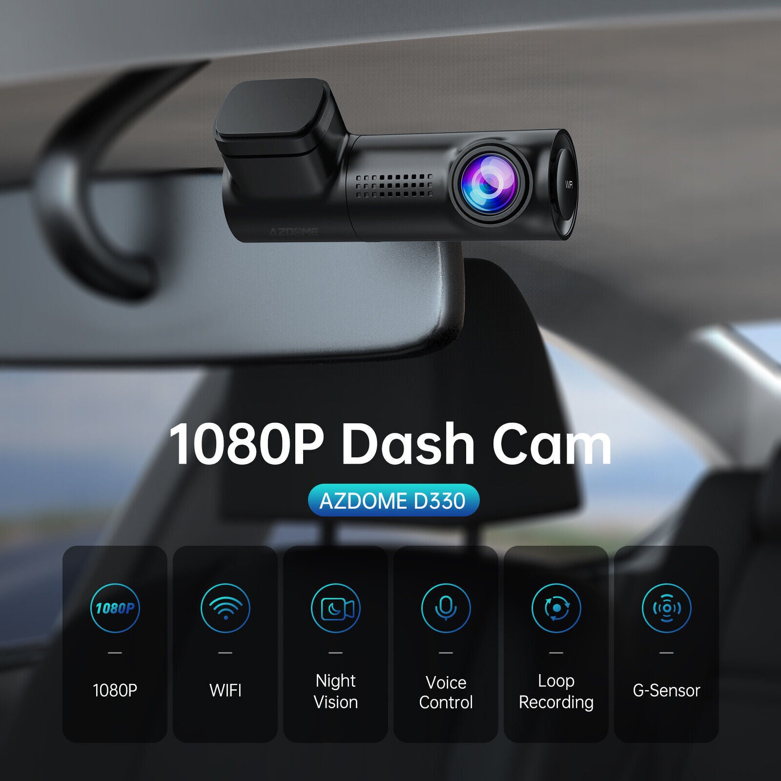 1080P FHD Dash Cam with WiFi Night Vision and G-Sensor