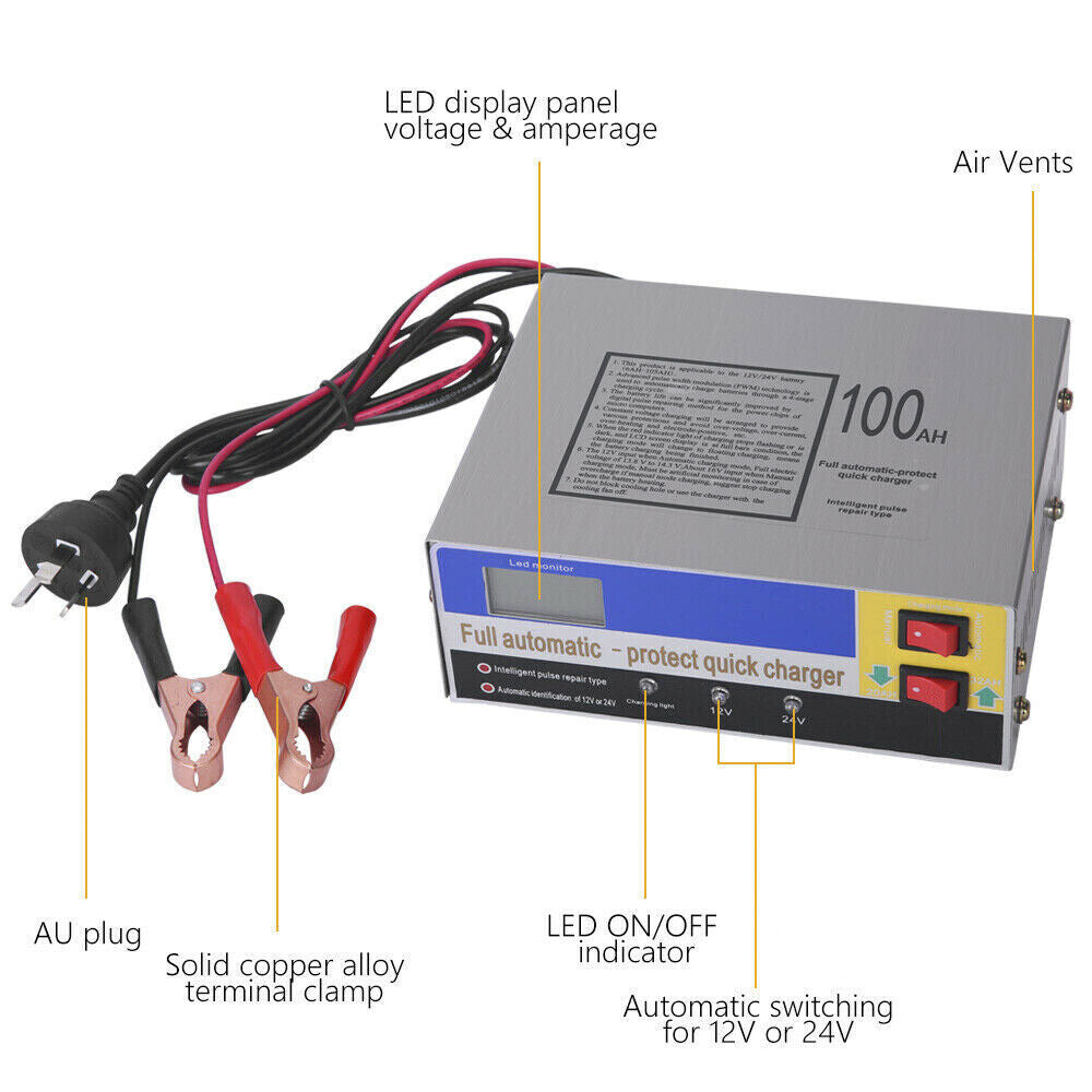 12V 30A Automatic Battery Charger for ATV 4WD Truck Boat Caravan Motorcycle