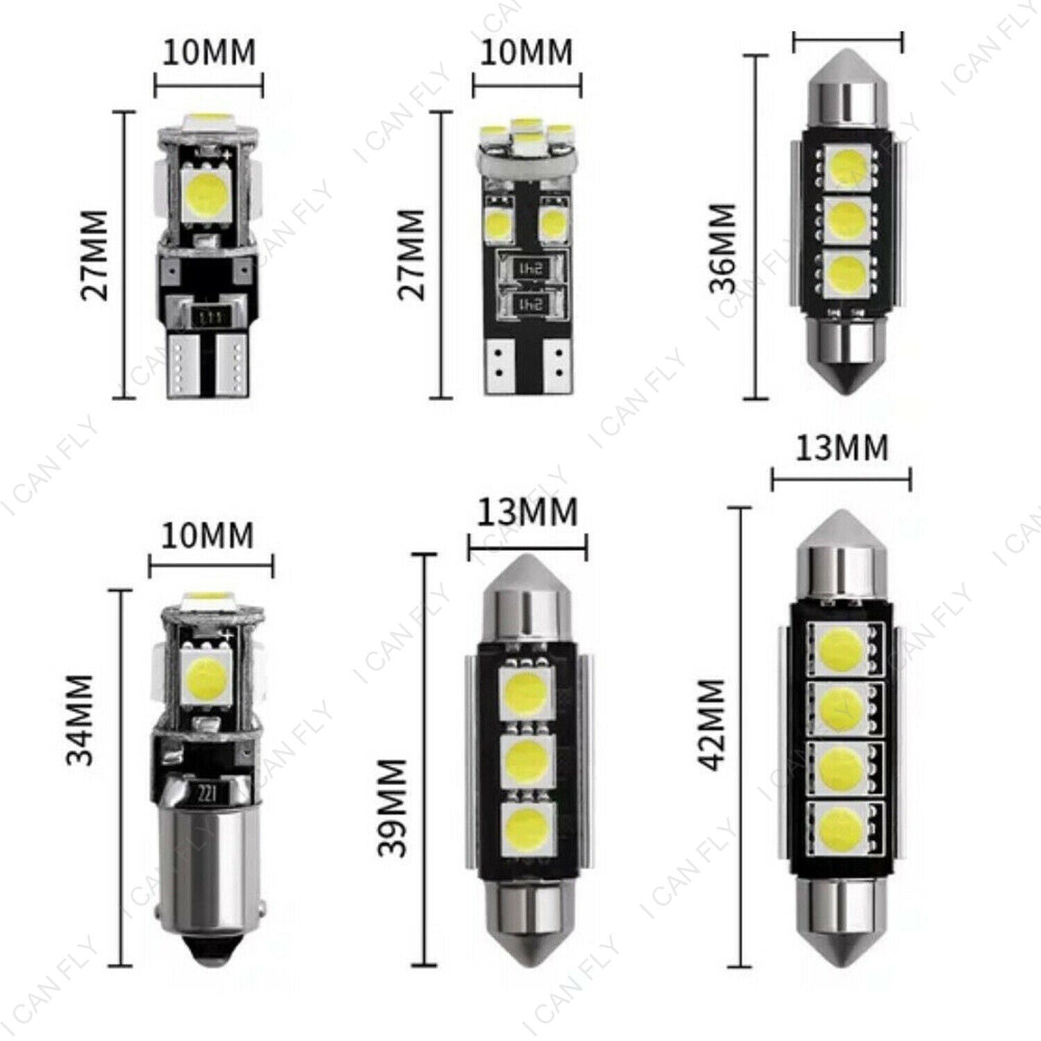 23x 12V LED Festoon Interior White Light Bulb 5050 5SMD for Car Auto Dome Globe