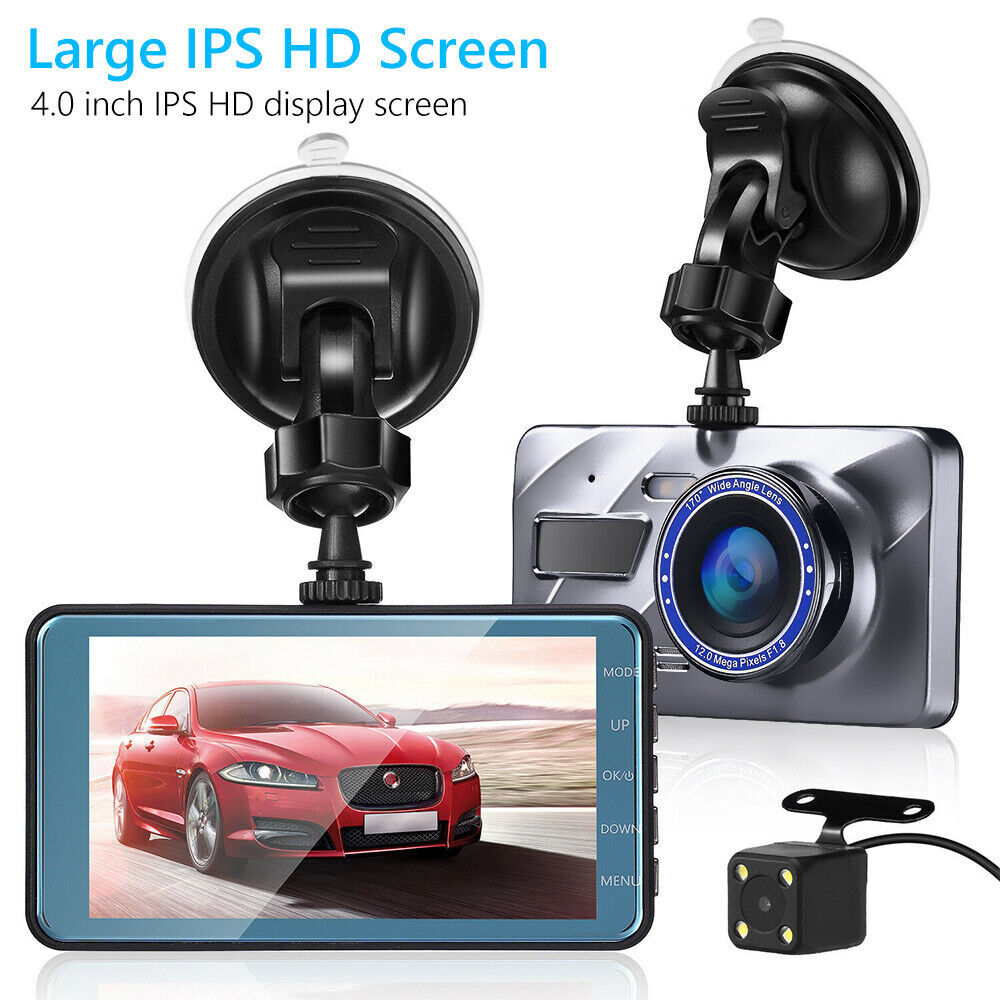 1080P Dual Dash Cam - Front and Rear Car DVR with Night Vision