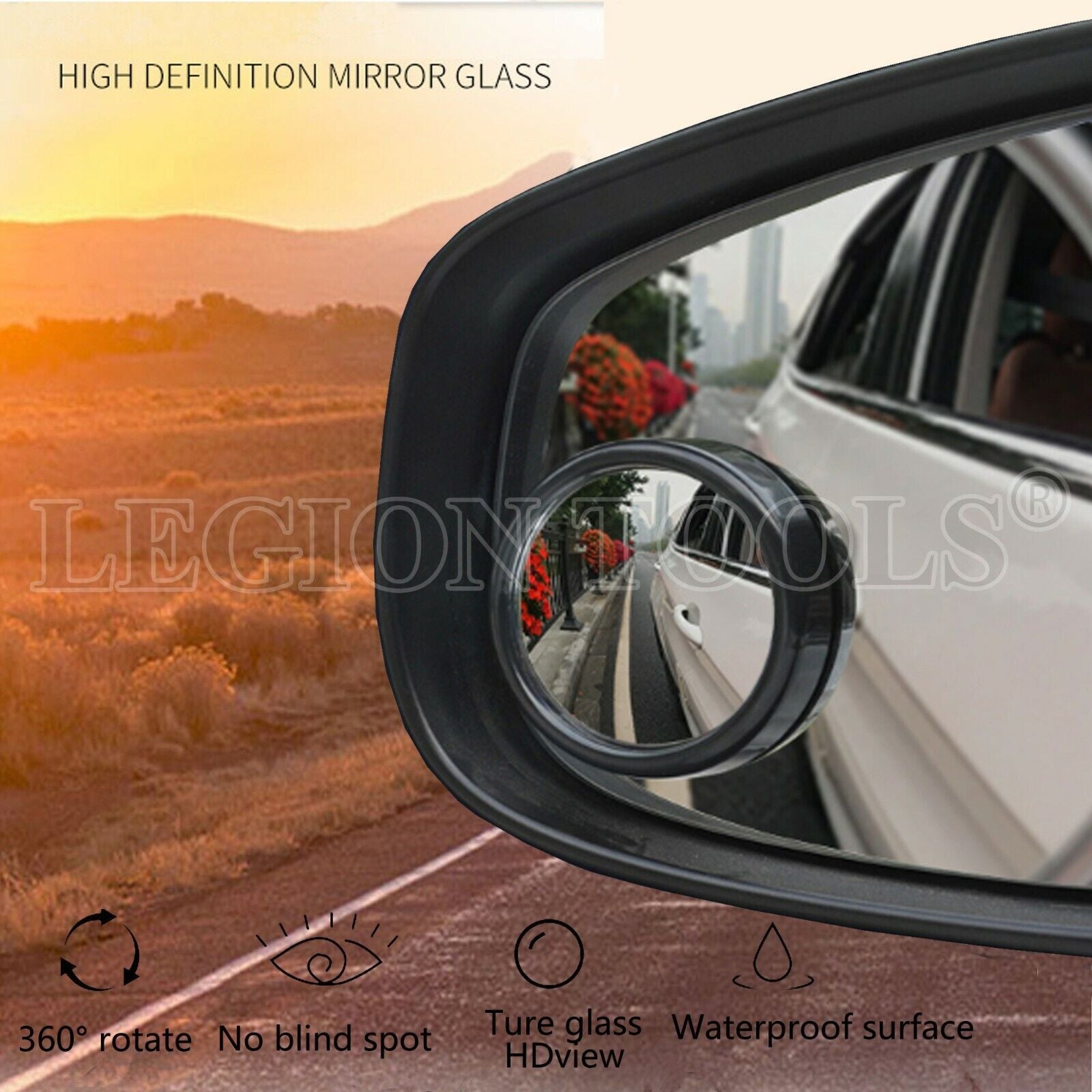 2x Adjustable 360° Wide Angle Blind Spot Car Mirrors for Rear Side View