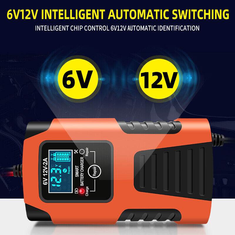 6V 12V Smart Battery Charger Maintainer for Car Motorcycle Lawn Mower