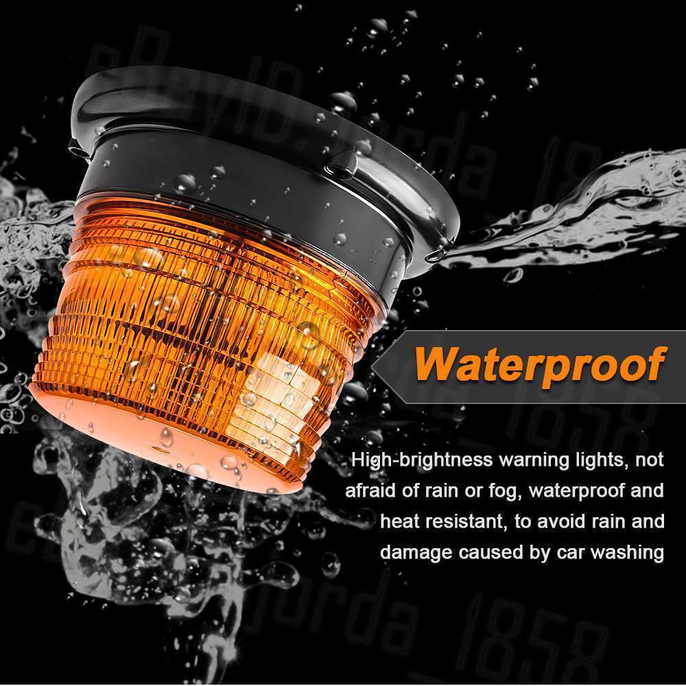 2x 12V 12 LED Amber Magnetic Beacon Strobe Emergency Warning Lights - AU